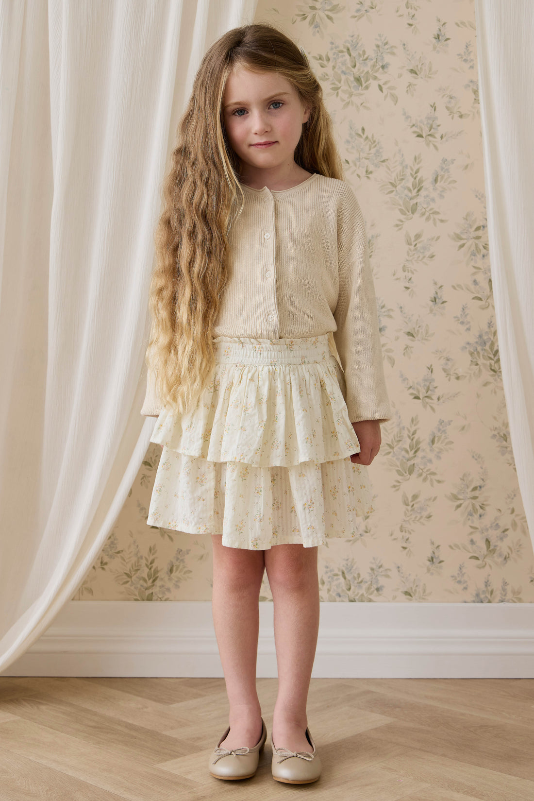 Organic Cotton Cosette Skirt-Justine Parchment Childrens Skirt from Jamie Kay Australia