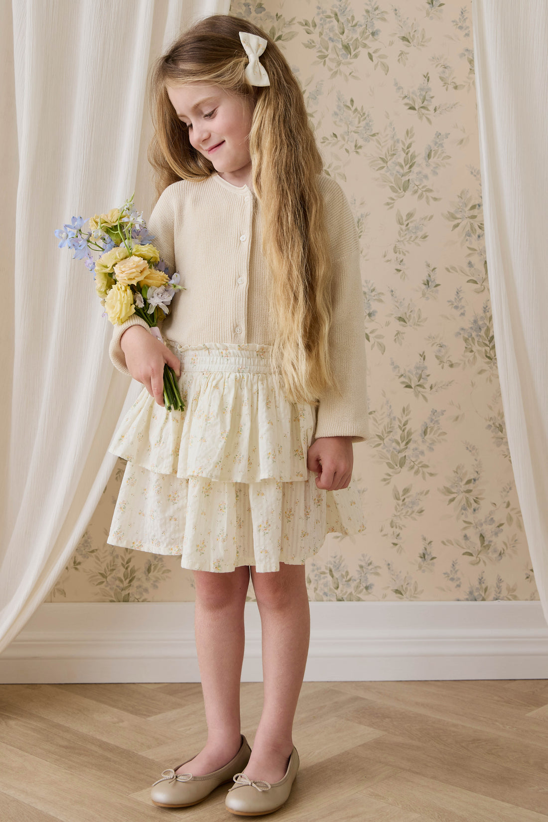 Organic Cotton Cosette Skirt-Justine Parchment Childrens Skirt from Jamie Kay Australia