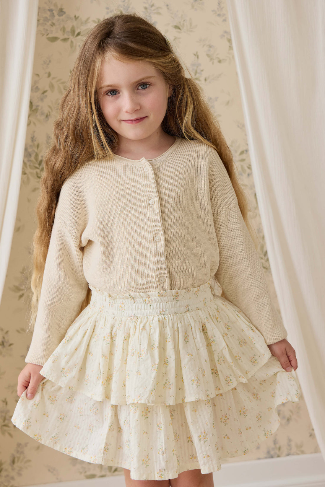 Organic Cotton Cosette Skirt-Justine Parchment Childrens Skirt from Jamie Kay Australia