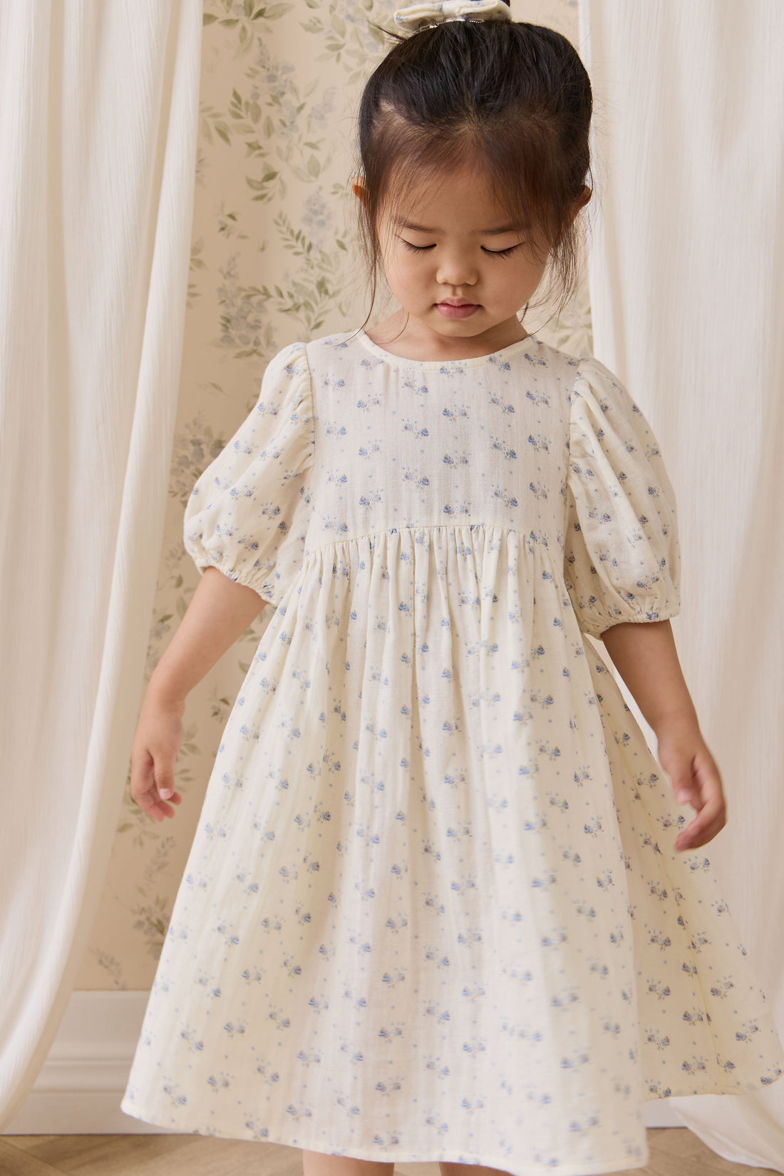 Organic Cotton Muslin Frannie Dress-Molly Blue Childrens Dress from Jamie Kay Australia