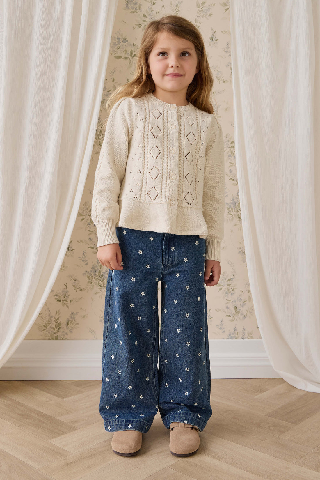 Amandine Pant-Josie Floral Denim Childrens Pant from Jamie Kay Australia
