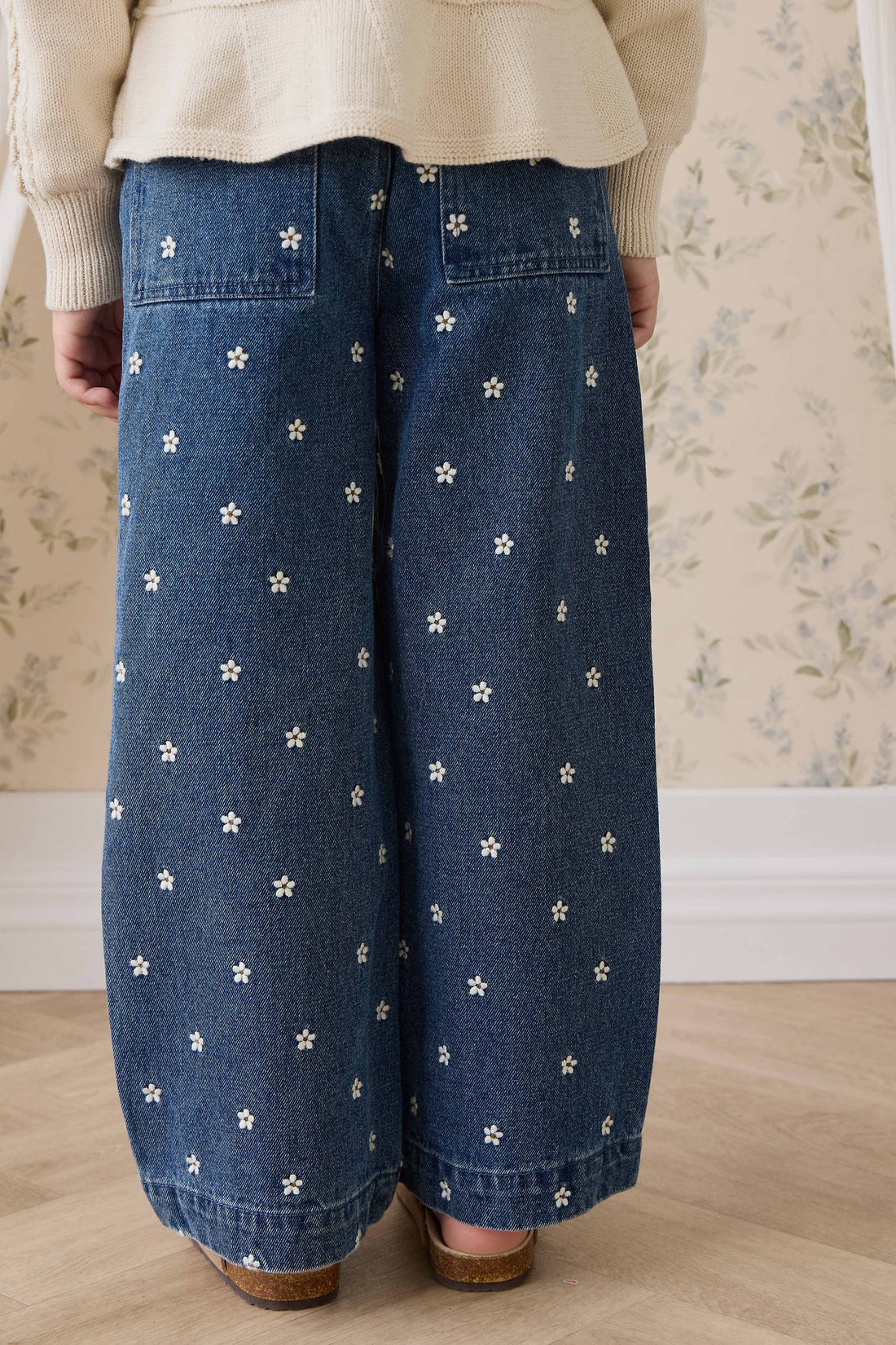 Amandine Pant-Josie Floral Denim Childrens Pant from Jamie Kay Australia