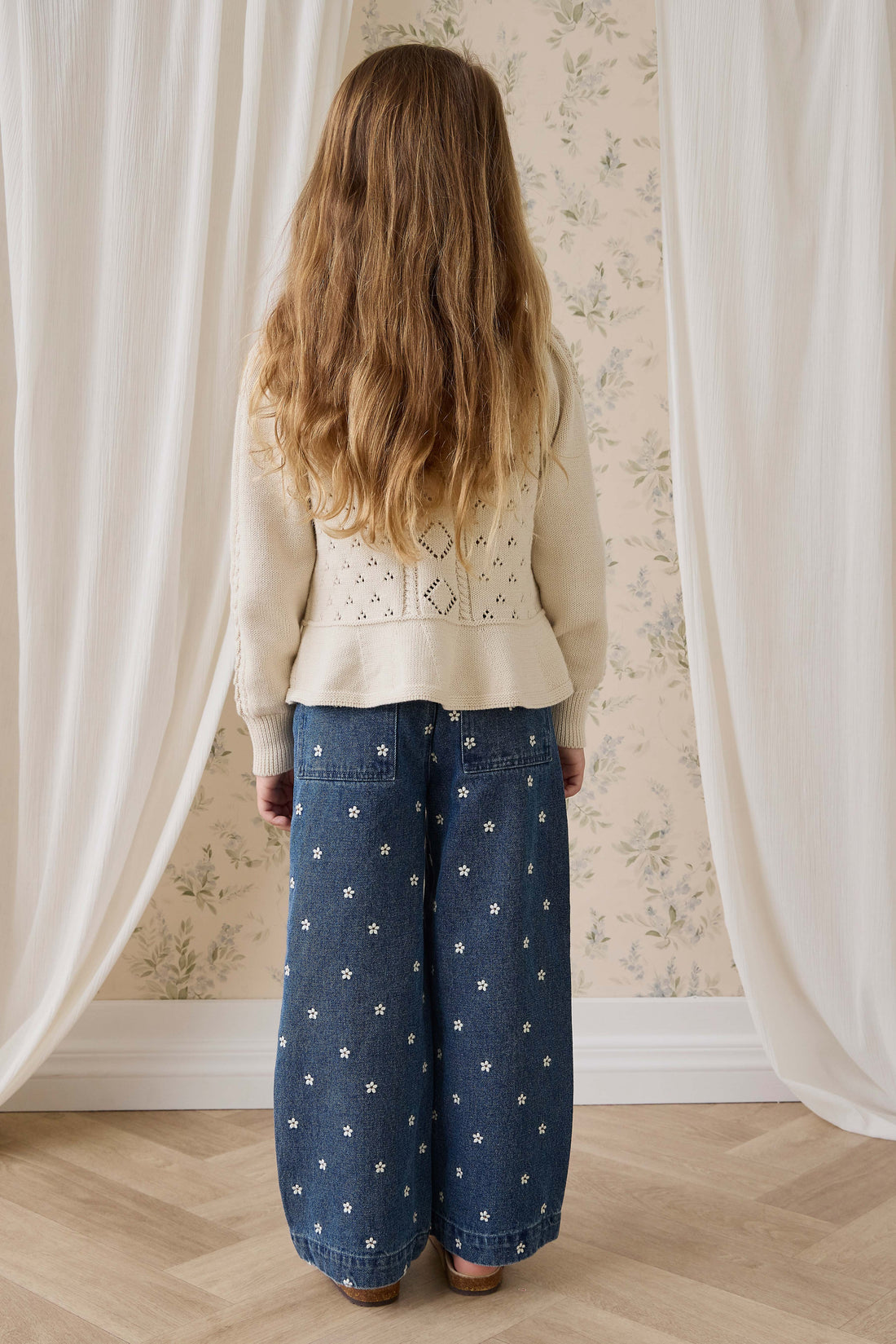 Amandine Pant-Josie Floral Denim Childrens Pant from Jamie Kay Australia