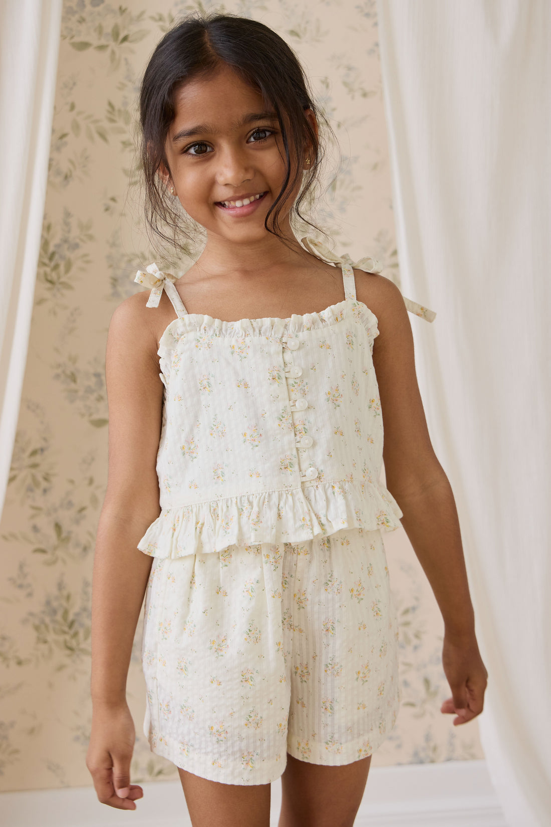 Organic Cotton Mirabel Top-Justine Parchment Childrens Top from Jamie Kay Australia