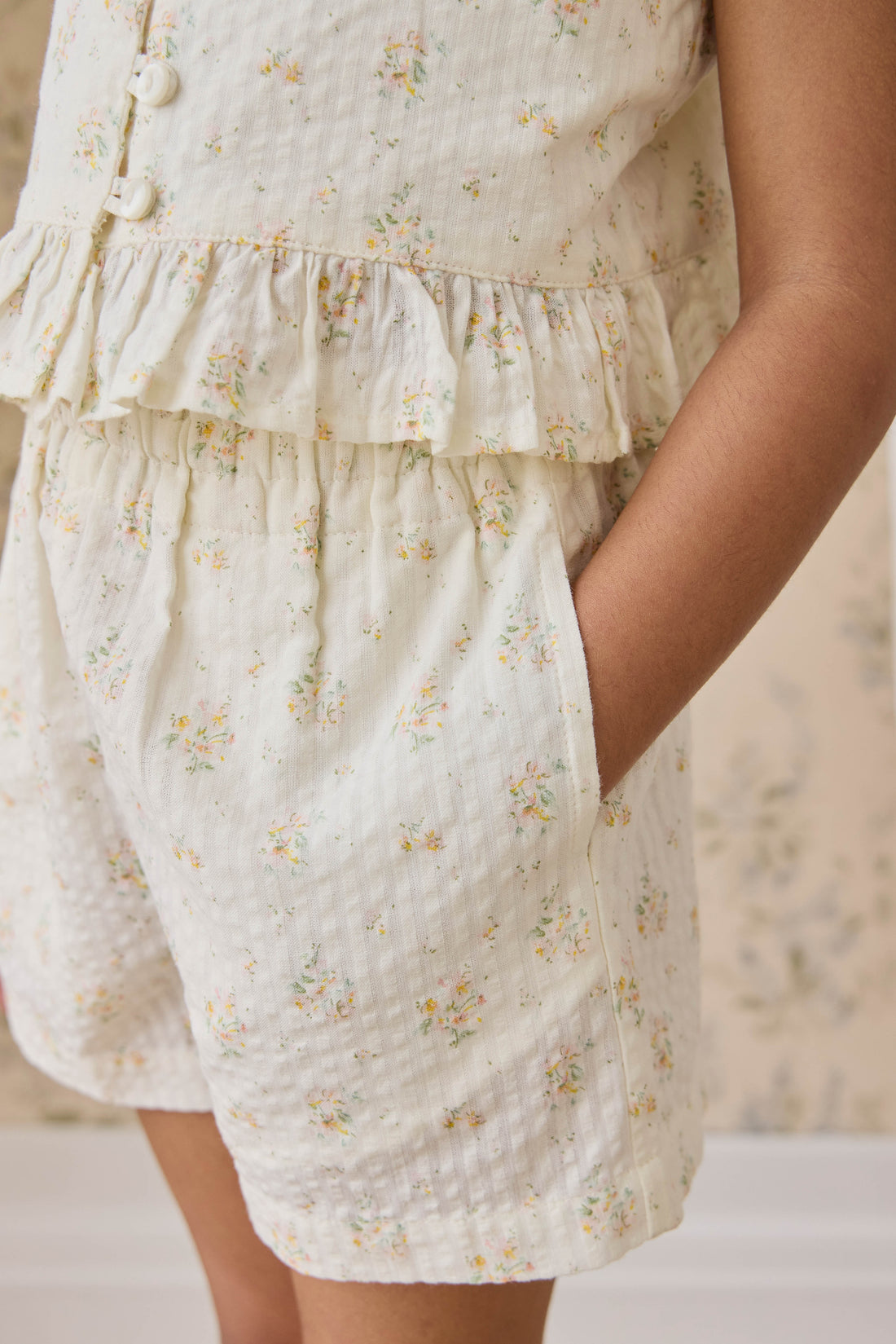 Organic Cotton Selah Short-Justine Parchment Childrens Shorts from Jamie Kay Australia