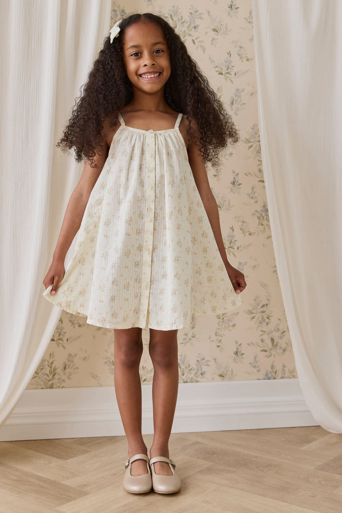 Organic Cotton Cosette Dress-Justine Parchment Childrens Dress from Jamie Kay Australia