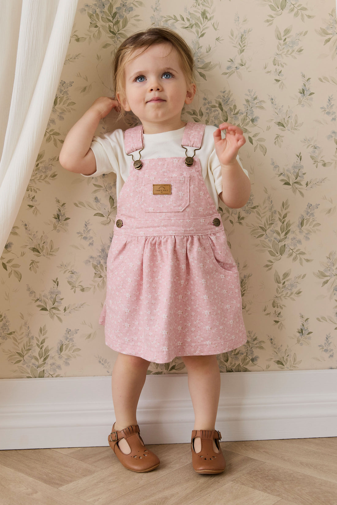 Norah Overall Dress-Paula Powder Childrens Dress from Jamie Kay Australia