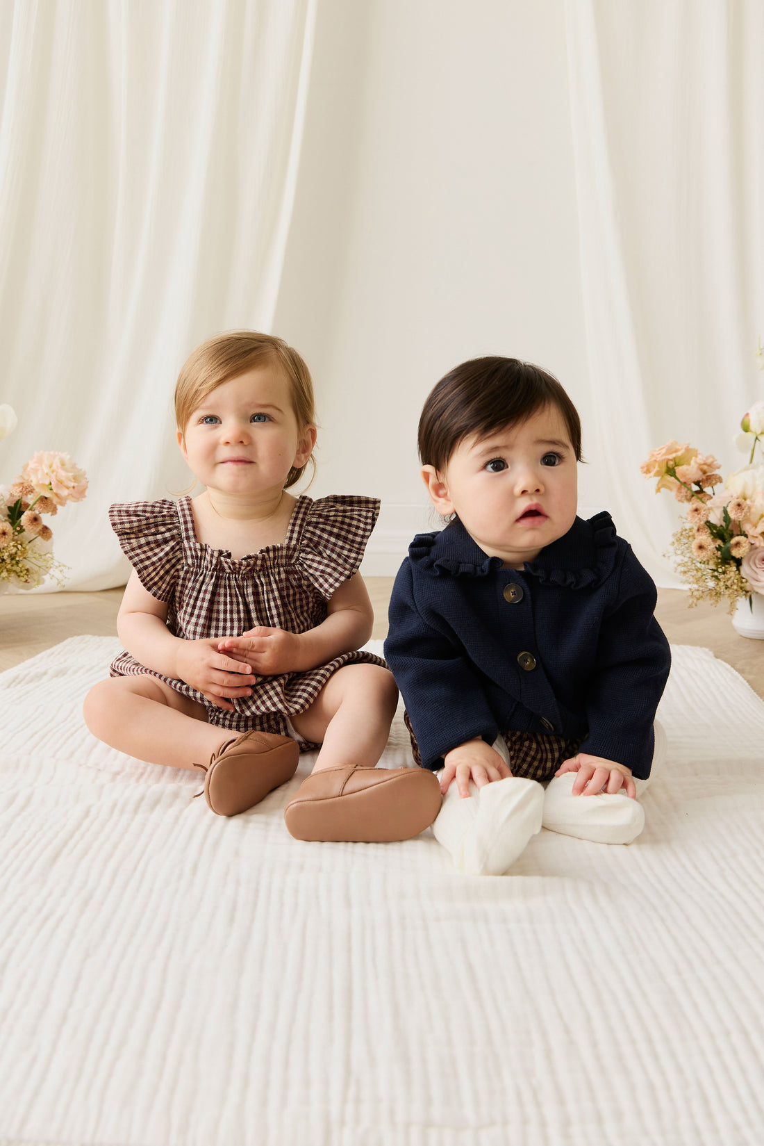 Organic Cotton Harriet Playsuit - Cinnamon Gingham Childrens Playsuit from Jamie Kay Australia