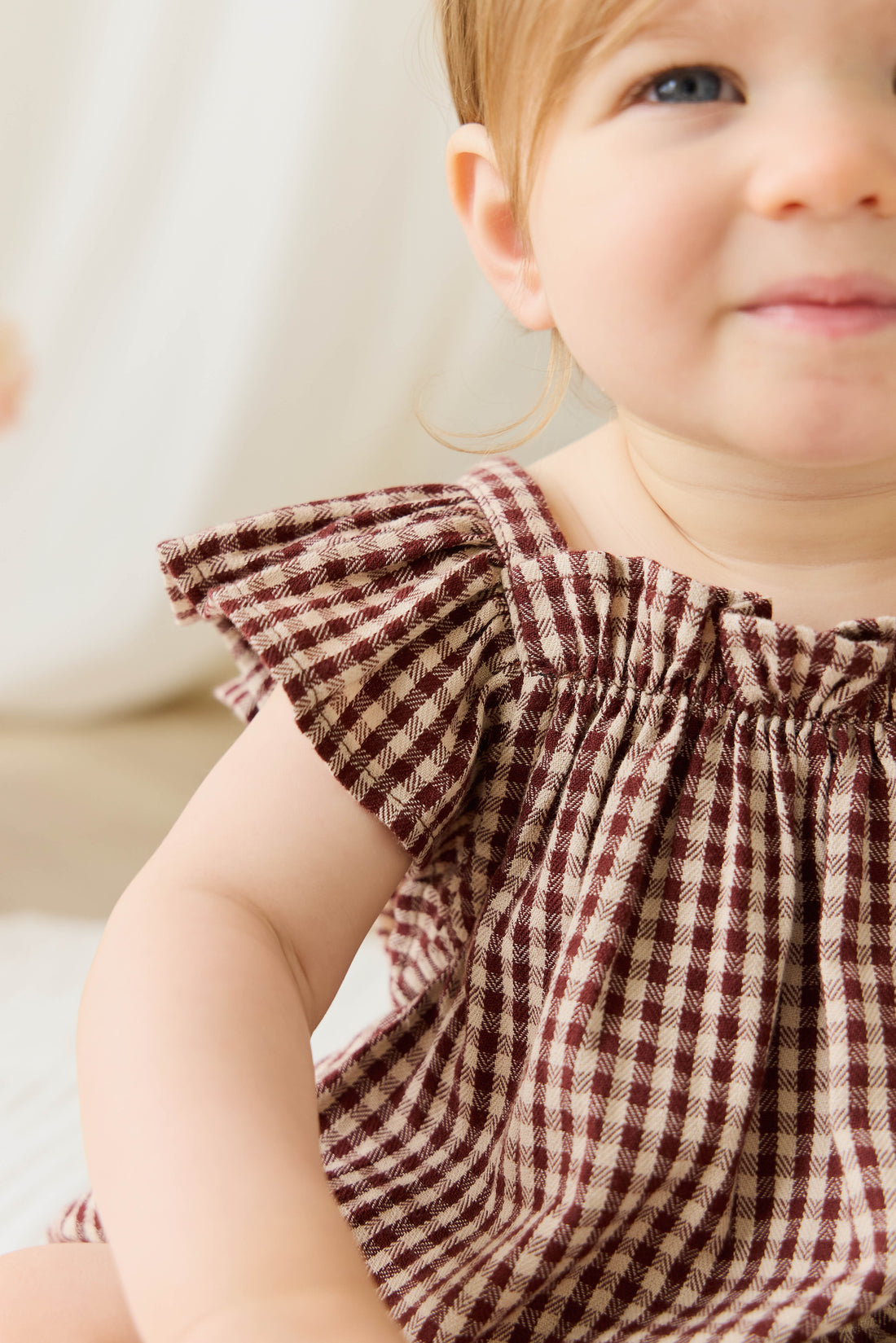 Organic Cotton Harriet Playsuit - Cinnamon Gingham Childrens Playsuit from Jamie Kay Australia