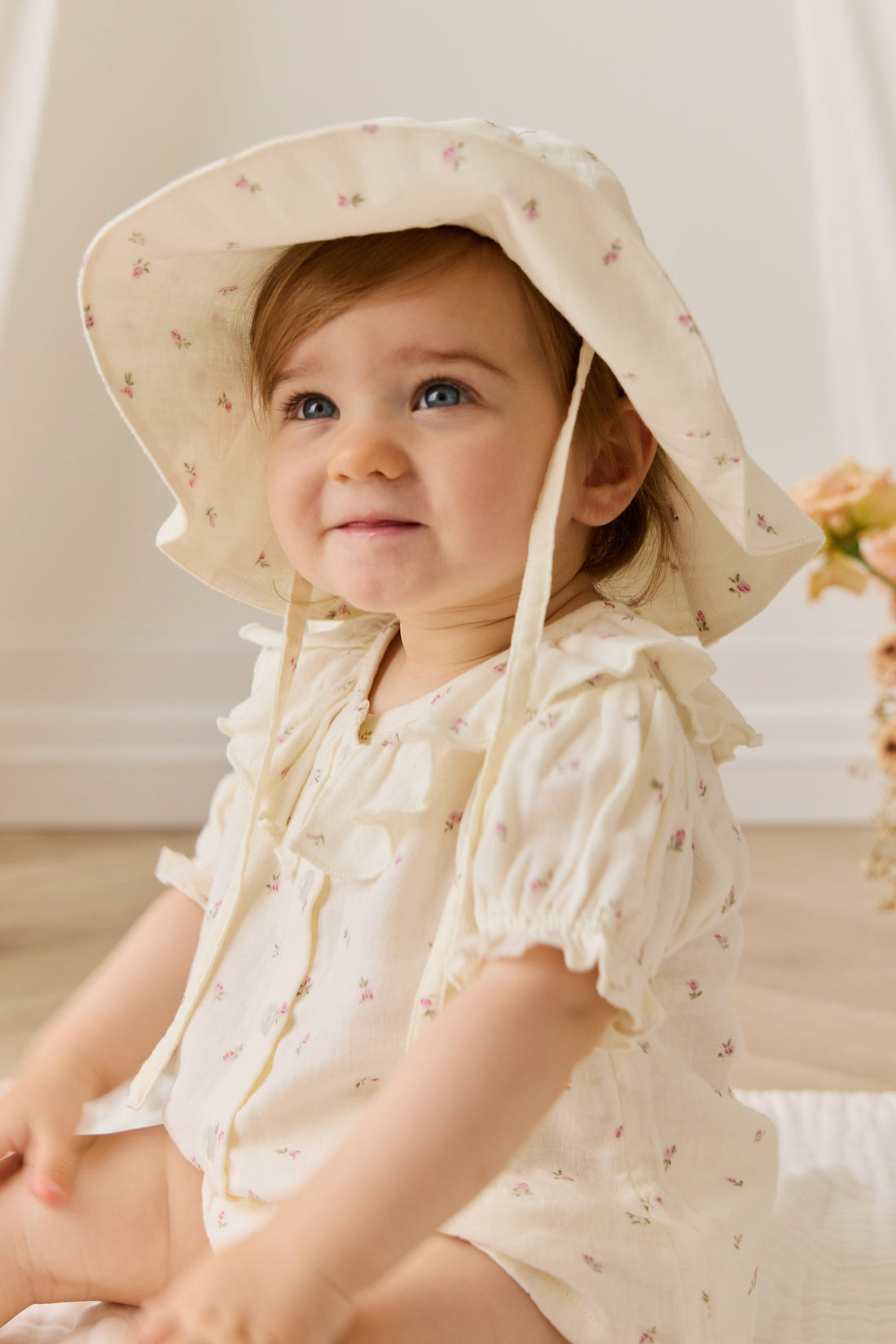 Organic Cotton Muslin Noelle Hat - Willow Rose Childrens Hat from Jamie Kay Australia