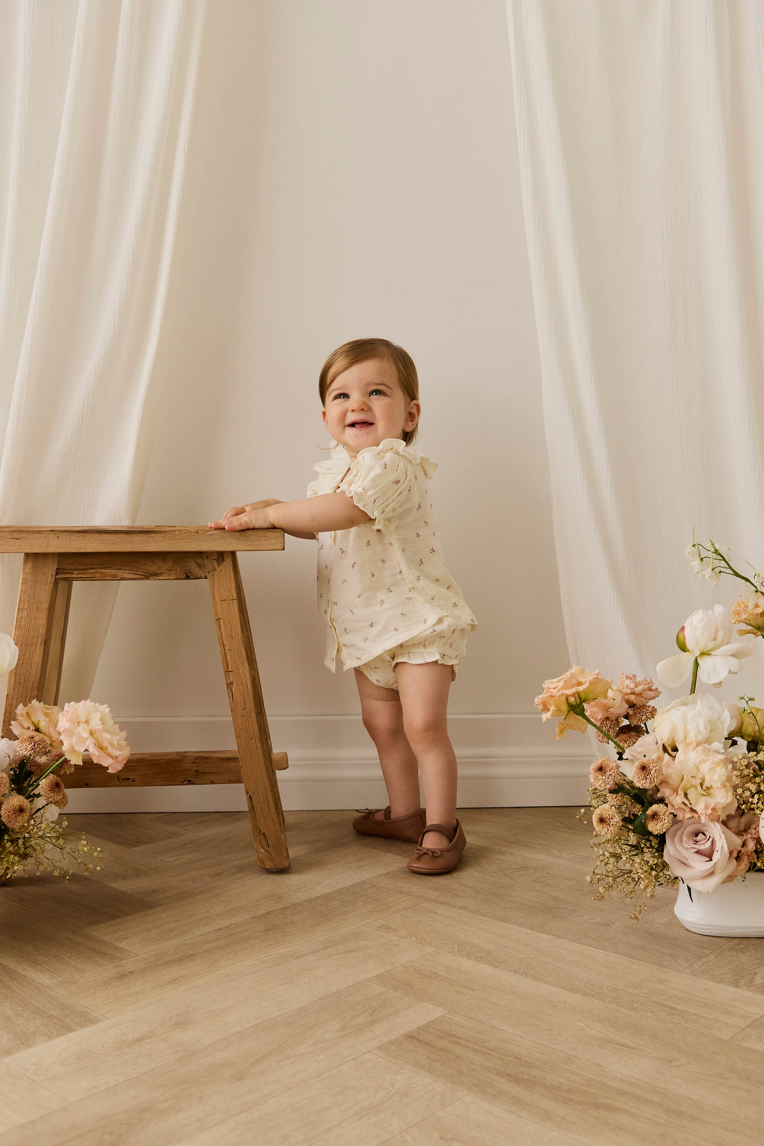 Organic Cotton Muslin Frill Bloomer - Willow Rose Childrens Bloomer from Jamie Kay Australia