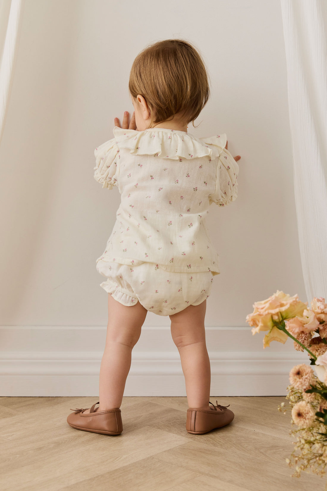 Organic Cotton Muslin Frill Bloomer - Willow Rose Childrens Bloomer from Jamie Kay Australia