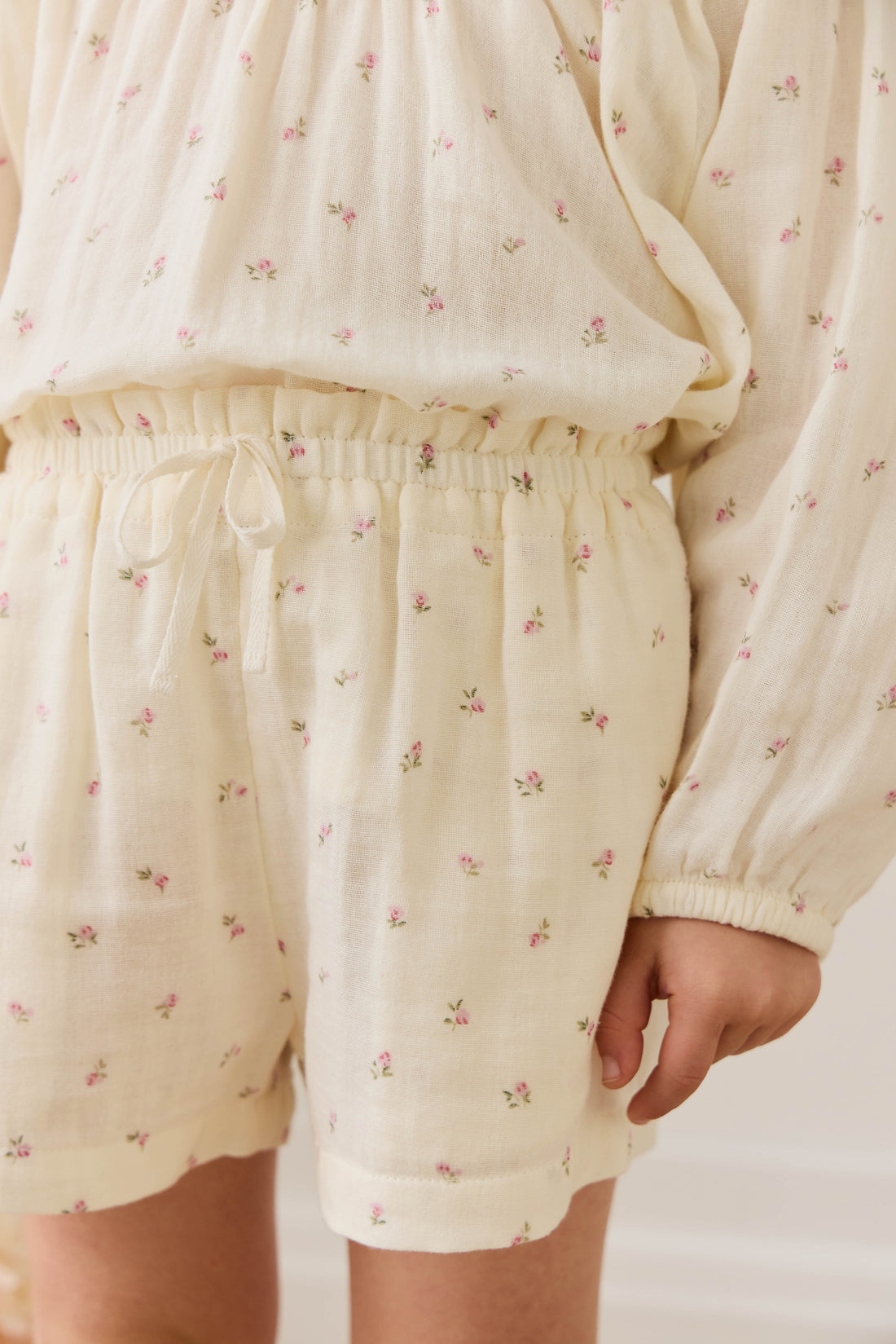 Organic Cotton Muslin Selah Short - Willow Rose Childrens Shorts from Jamie Kay Australia