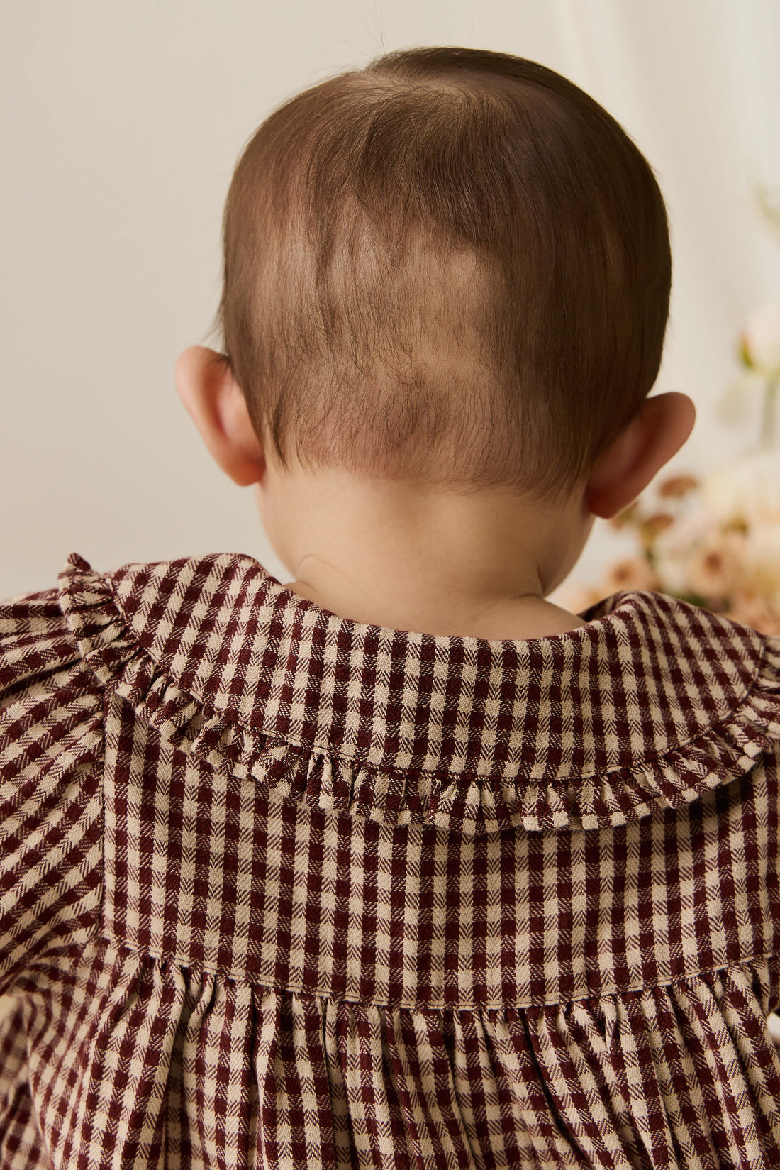 Organic Cotton Elowen Playsuit - Cinnamon Gingham Childrens Playsuit from Jamie Kay Australia