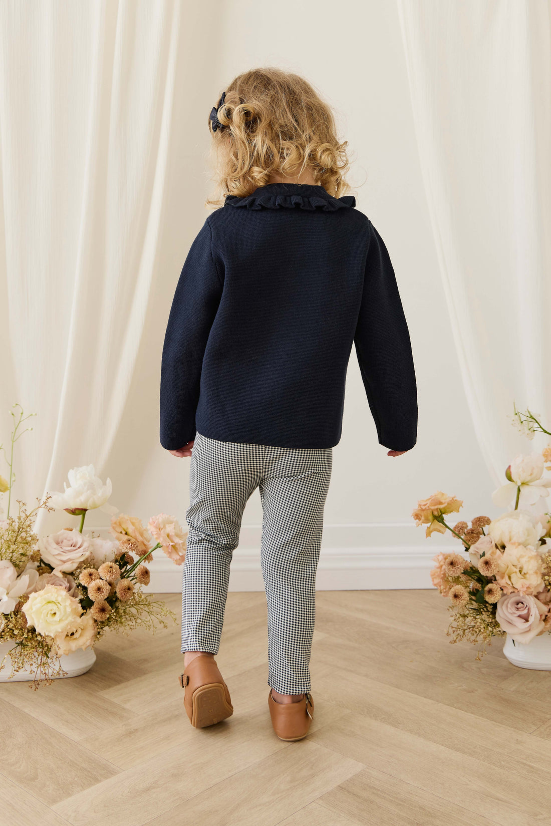 Organic Cotton Everyday Legging - Dash Gingham Navy Childrens Legging from Jamie Kay Australia