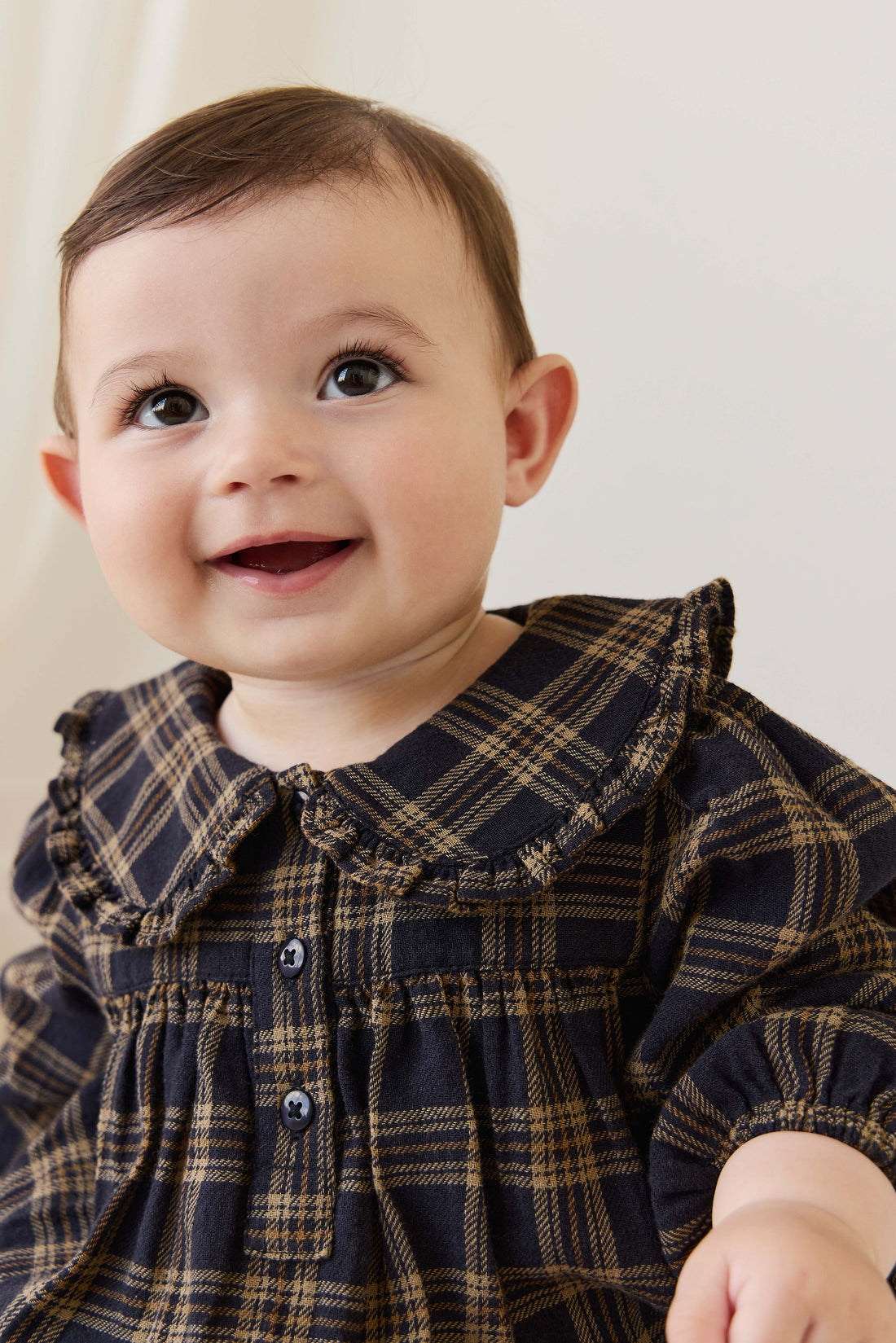 Organic Cotton Elowen Playsuit - Woodland Check Childrens Playsuit from Jamie Kay Australia