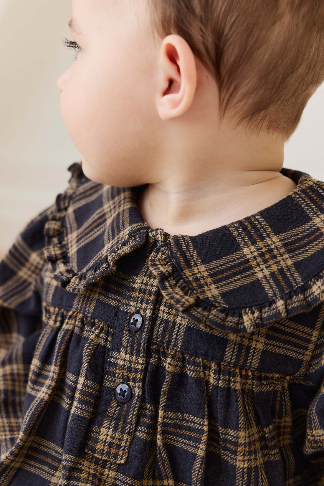 Organic Cotton Elowen Playsuit - Woodland Check Childrens Playsuit from Jamie Kay Australia