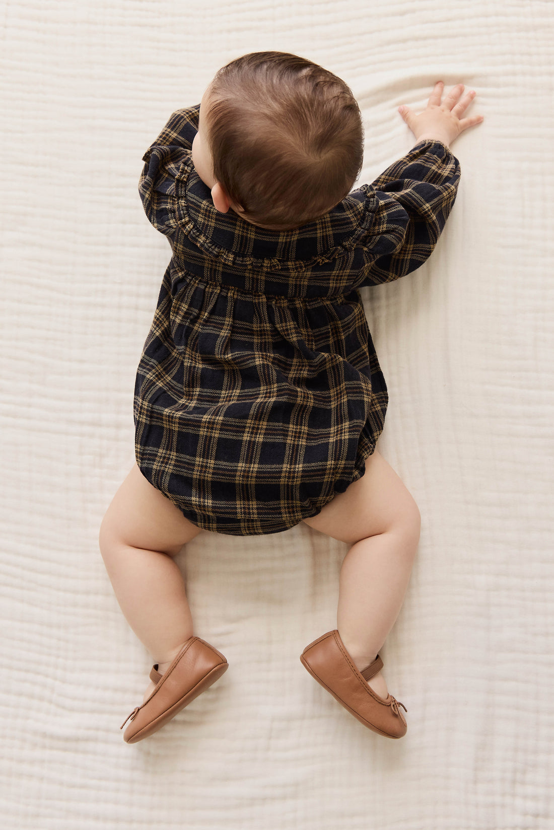 Organic Cotton Elowen Playsuit - Woodland Check Childrens Playsuit from Jamie Kay Australia