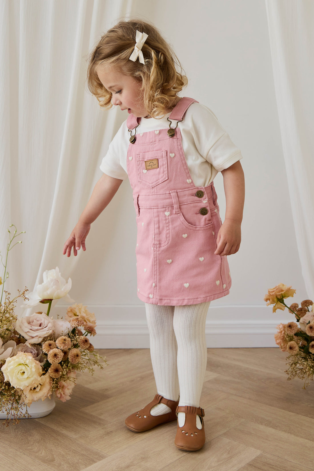 Classic Overall Dress - Petite Heart Rose Childrens Dress from Jamie Kay Australia