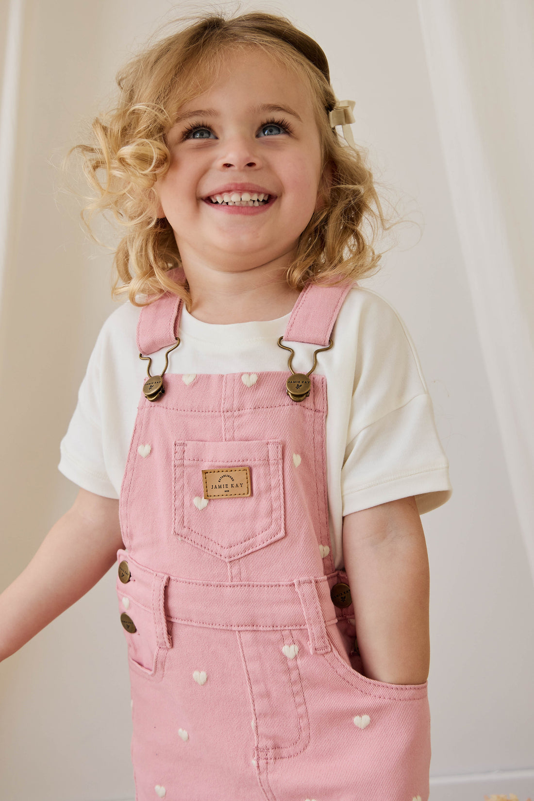 Classic Overall Dress - Petite Heart Rose Childrens Dress from Jamie Kay Australia