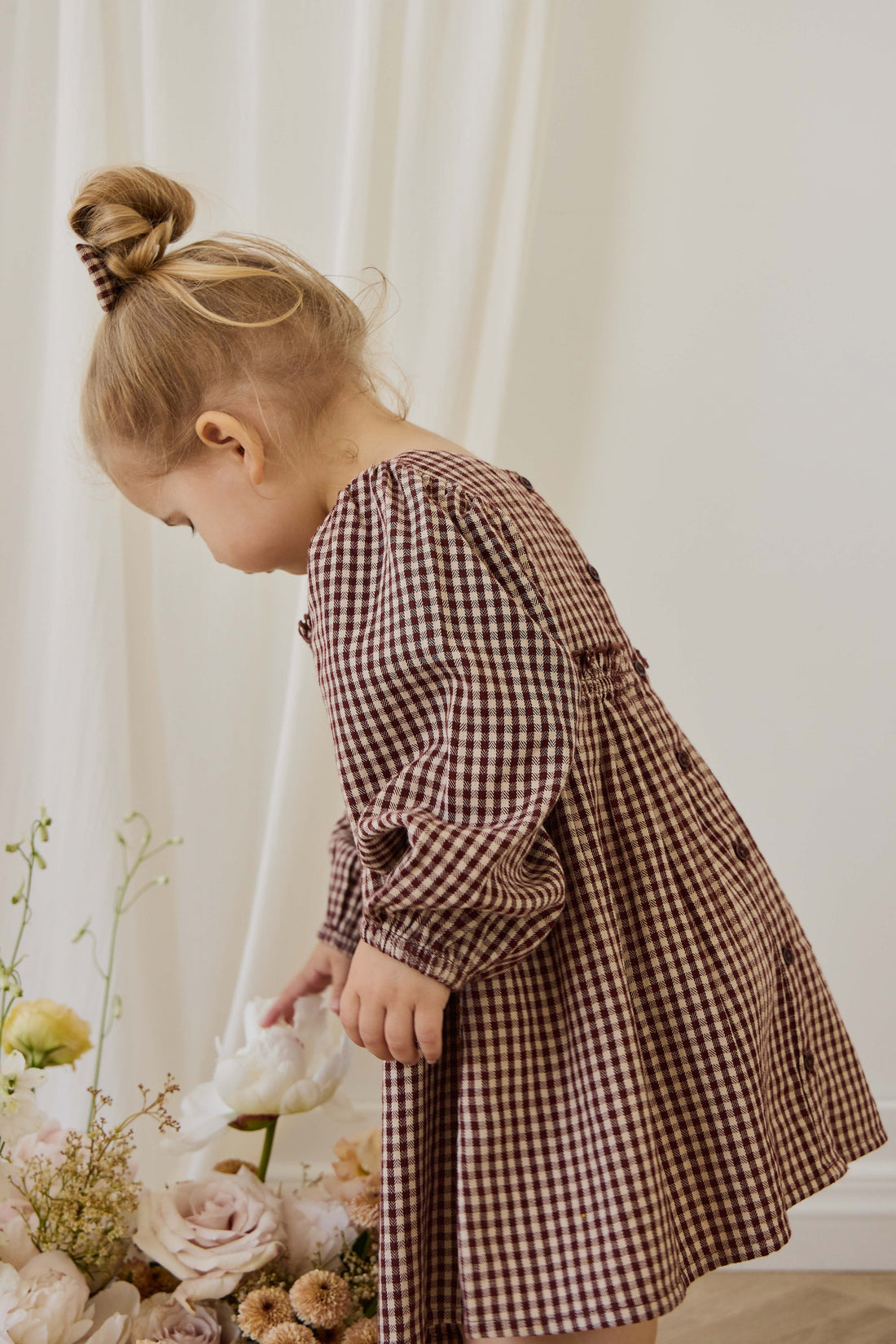 Organic Cotton Cecile Dress - Cinnamon Gingham Childrens Dress from Jamie Kay Australia