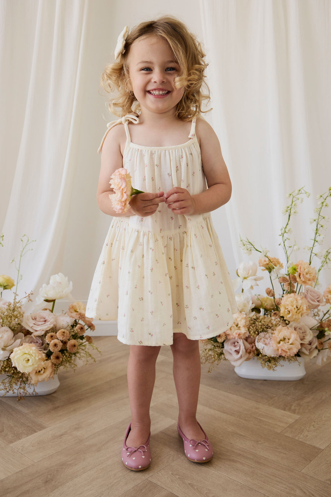 Organic Cotton Muslin Winnie Dress - Willow Rose Childrens Dress from Jamie Kay Australia