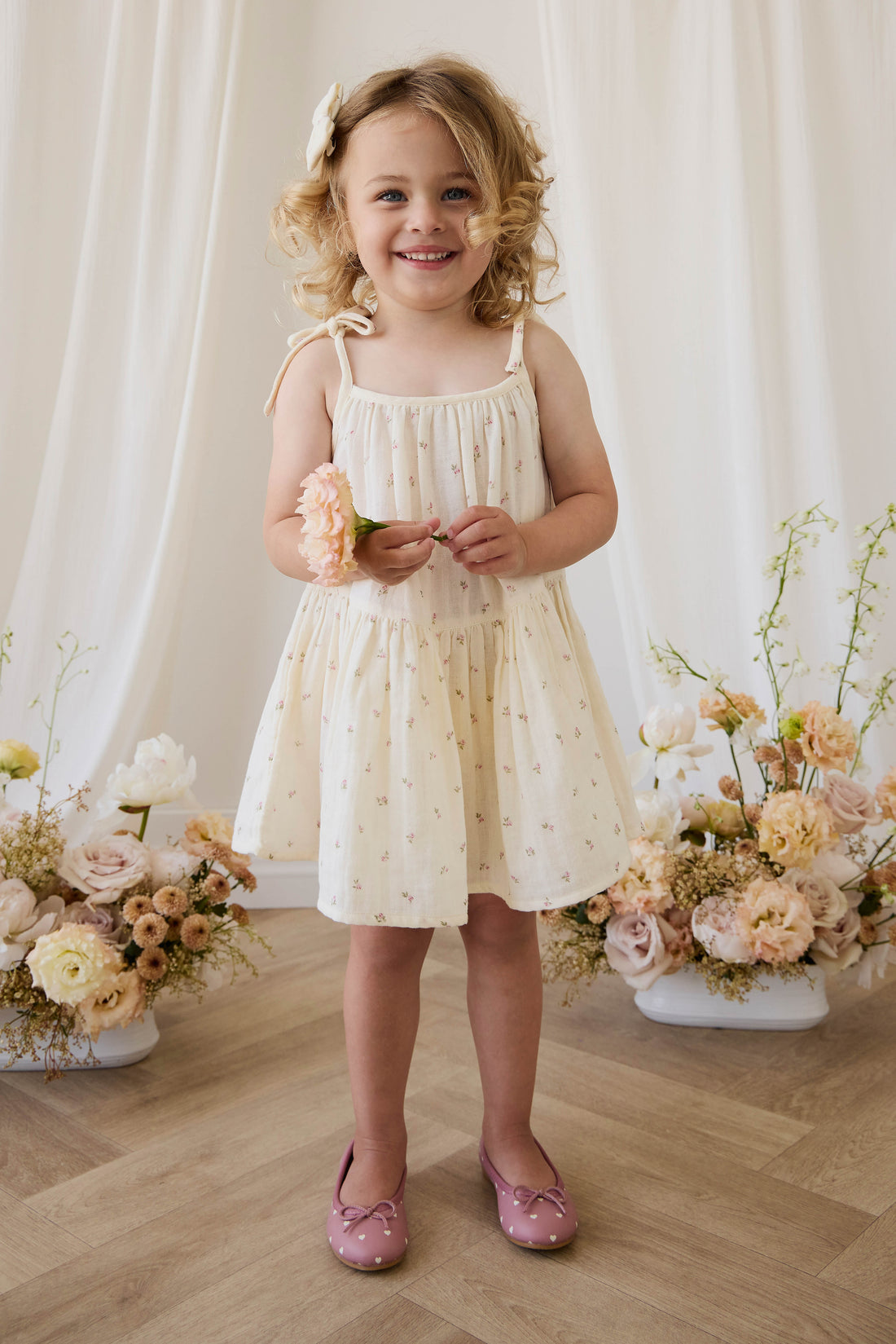 Organic Cotton Muslin Winnie Dress - Willow Rose Childrens Dress from Jamie Kay Australia
