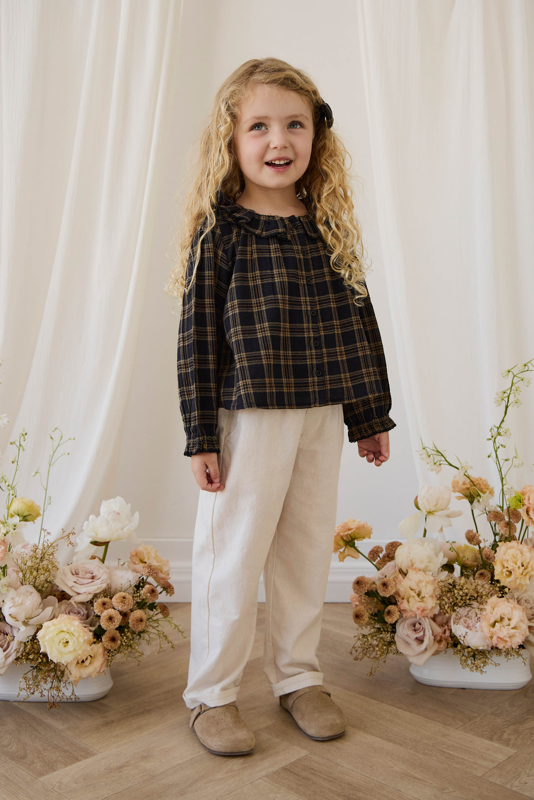 Organic Cotton Cecile Top - Woodland Check Childrens Top from Jamie Kay Australia
