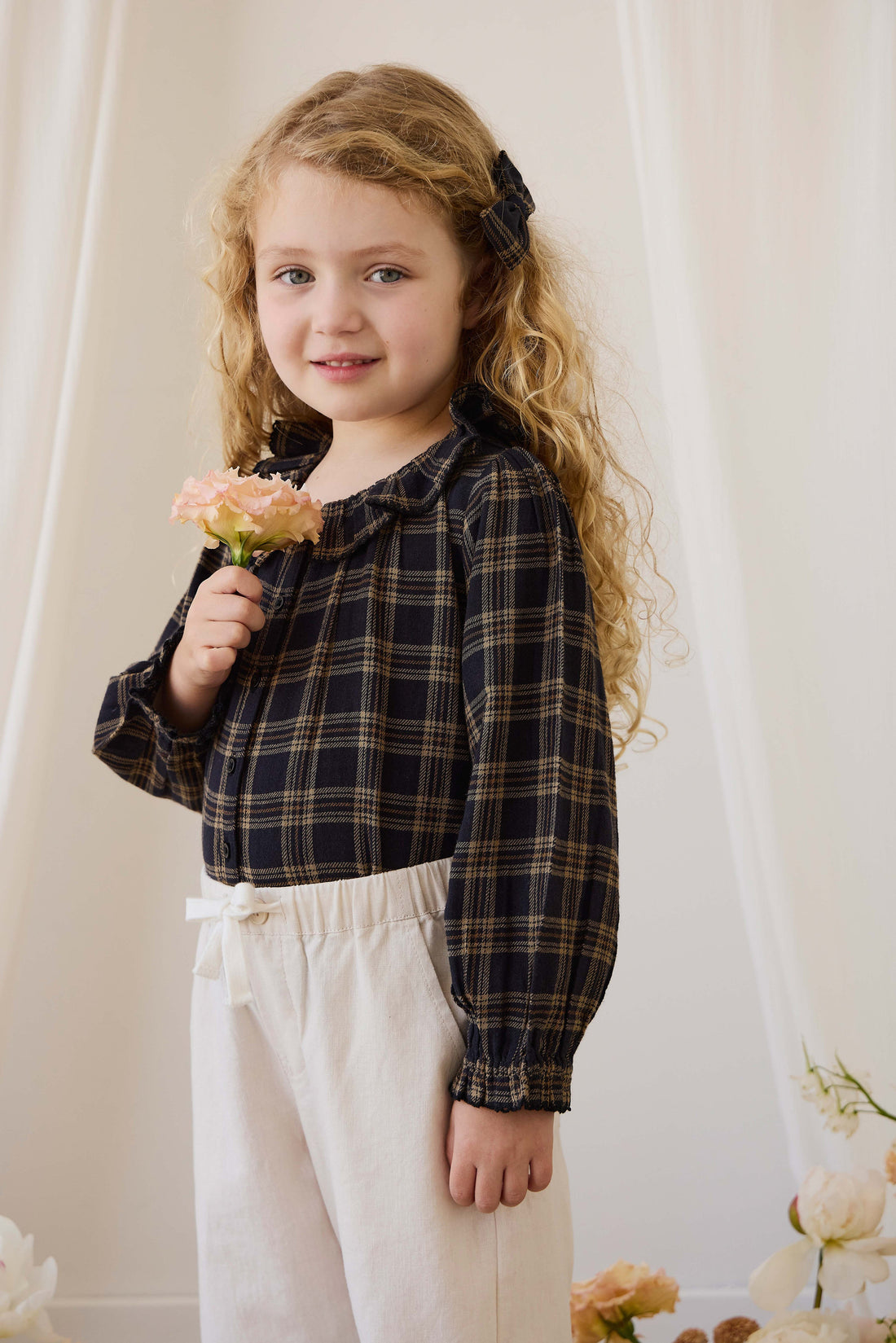 Organic Cotton Cecile Top - Woodland Check Childrens Top from Jamie Kay Australia