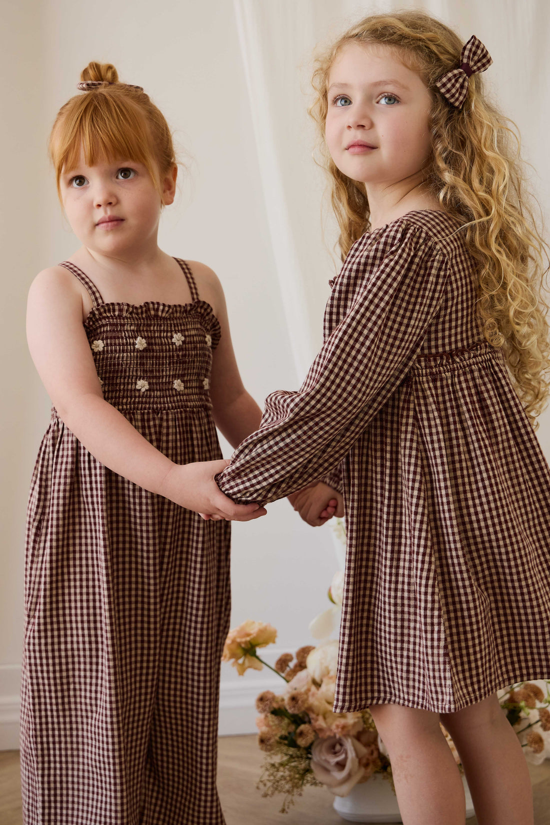 Organic Cotton Cecile Dress - Cinnamon Gingham Childrens Dress from Jamie Kay Australia