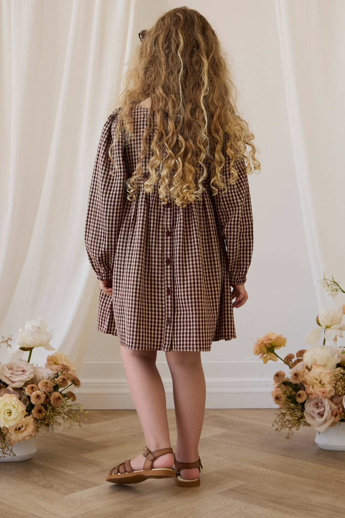 Organic Cotton Cecile Dress - Cinnamon Gingham Childrens Dress from Jamie Kay Australia