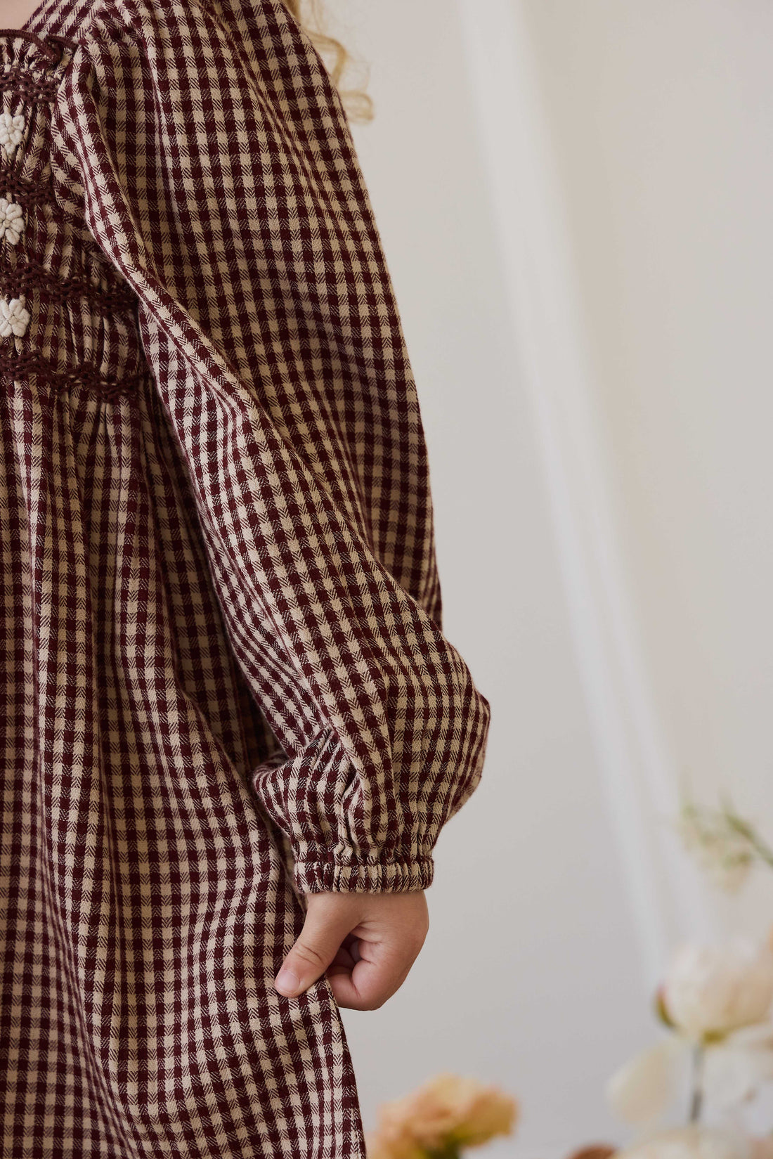 Organic Cotton Cecile Dress - Cinnamon Gingham Childrens Dress from Jamie Kay Australia