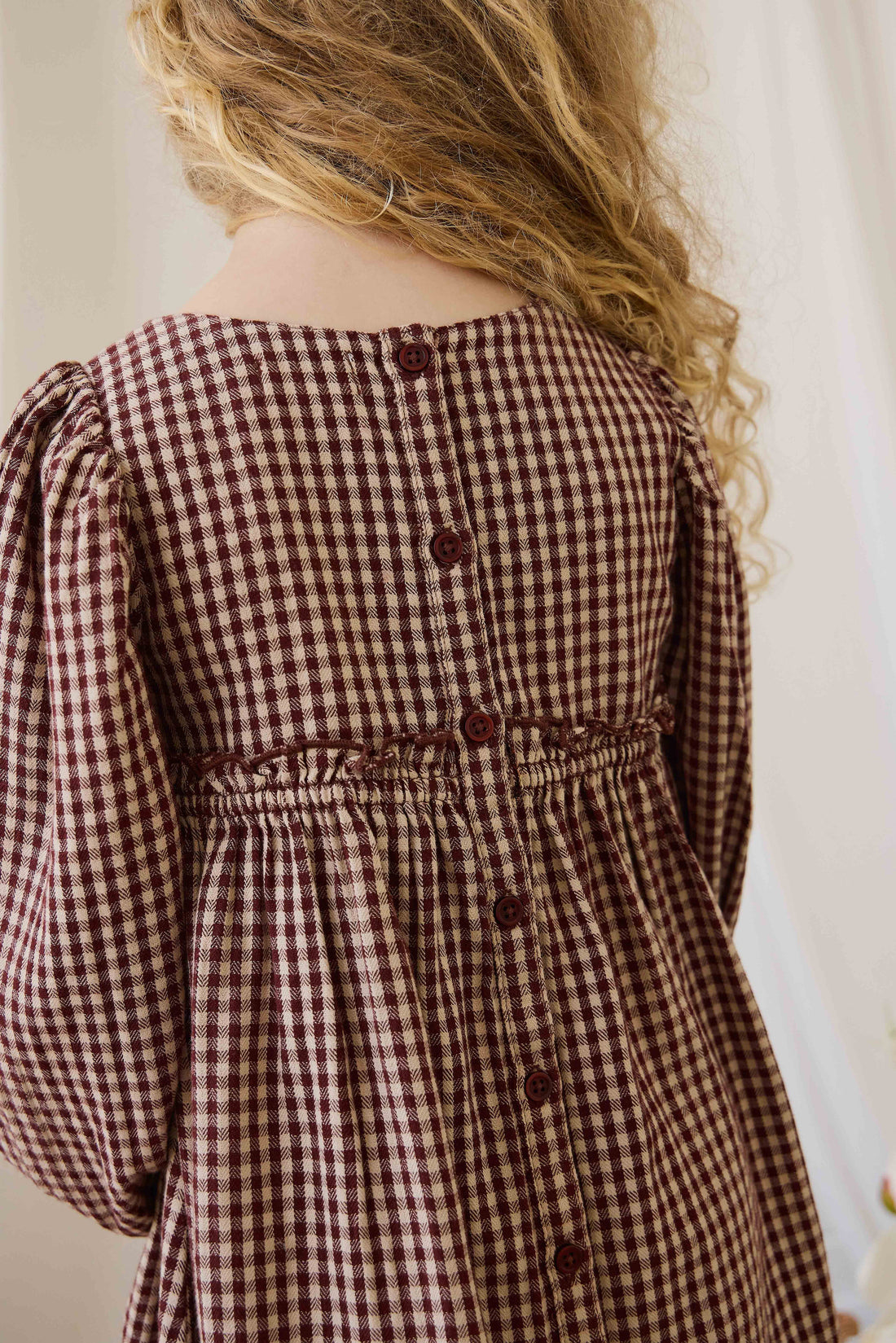 Organic Cotton Cecile Dress - Cinnamon Gingham Childrens Dress from Jamie Kay Australia