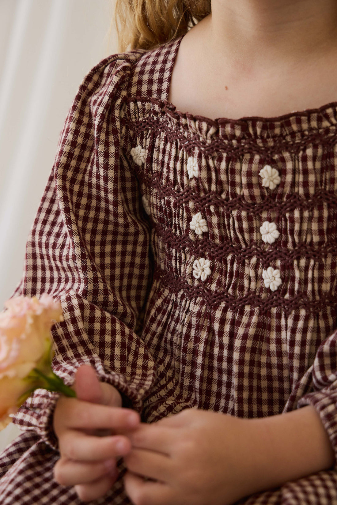Organic Cotton Cecile Dress - Cinnamon Gingham Childrens Dress from Jamie Kay Australia