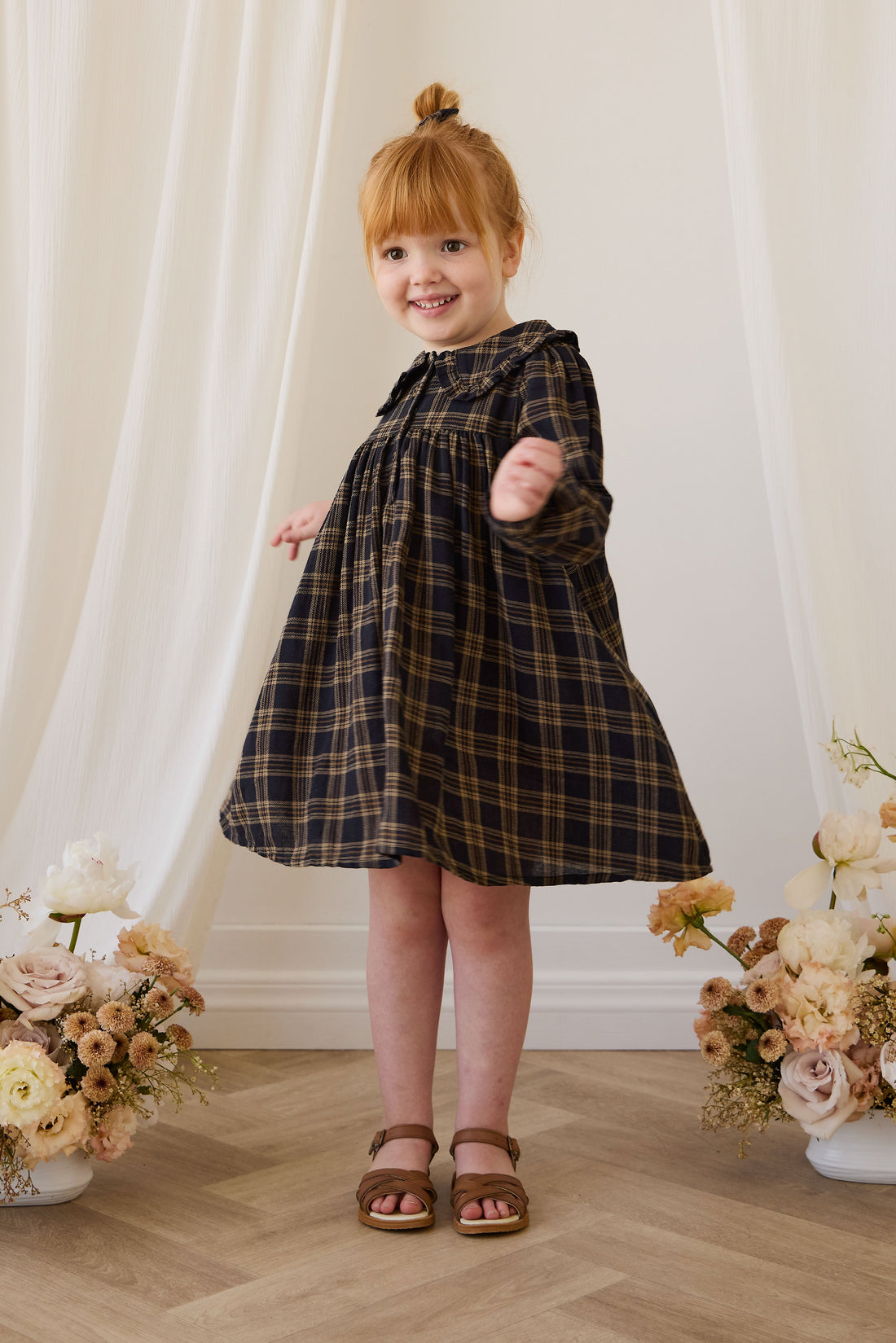 Organic Cotton Ira Dress - Woodland Check Childrens Dress from Jamie Kay Australia