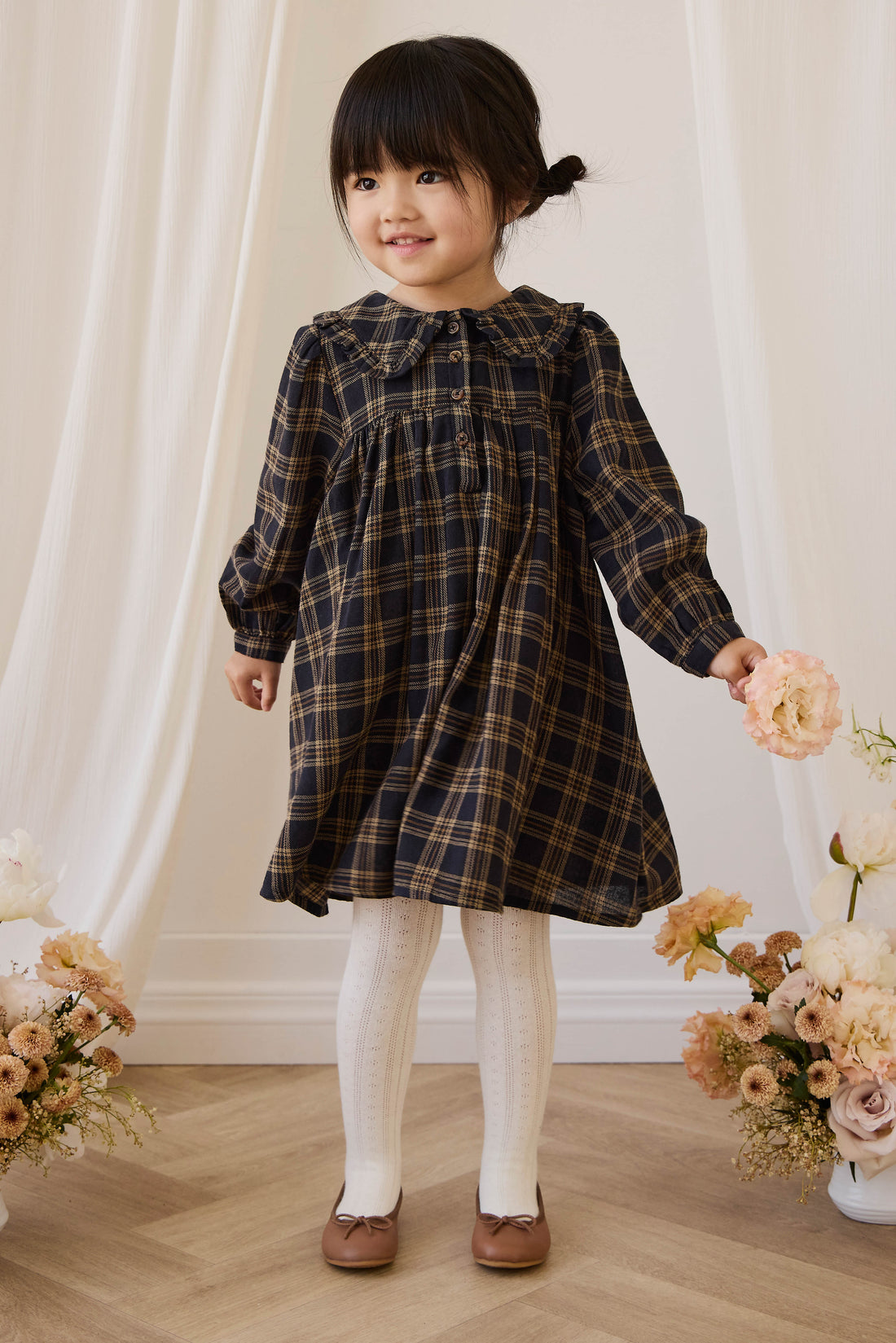 Organic Cotton Ira Dress - Woodland Check Childrens Dress from Jamie Kay Australia