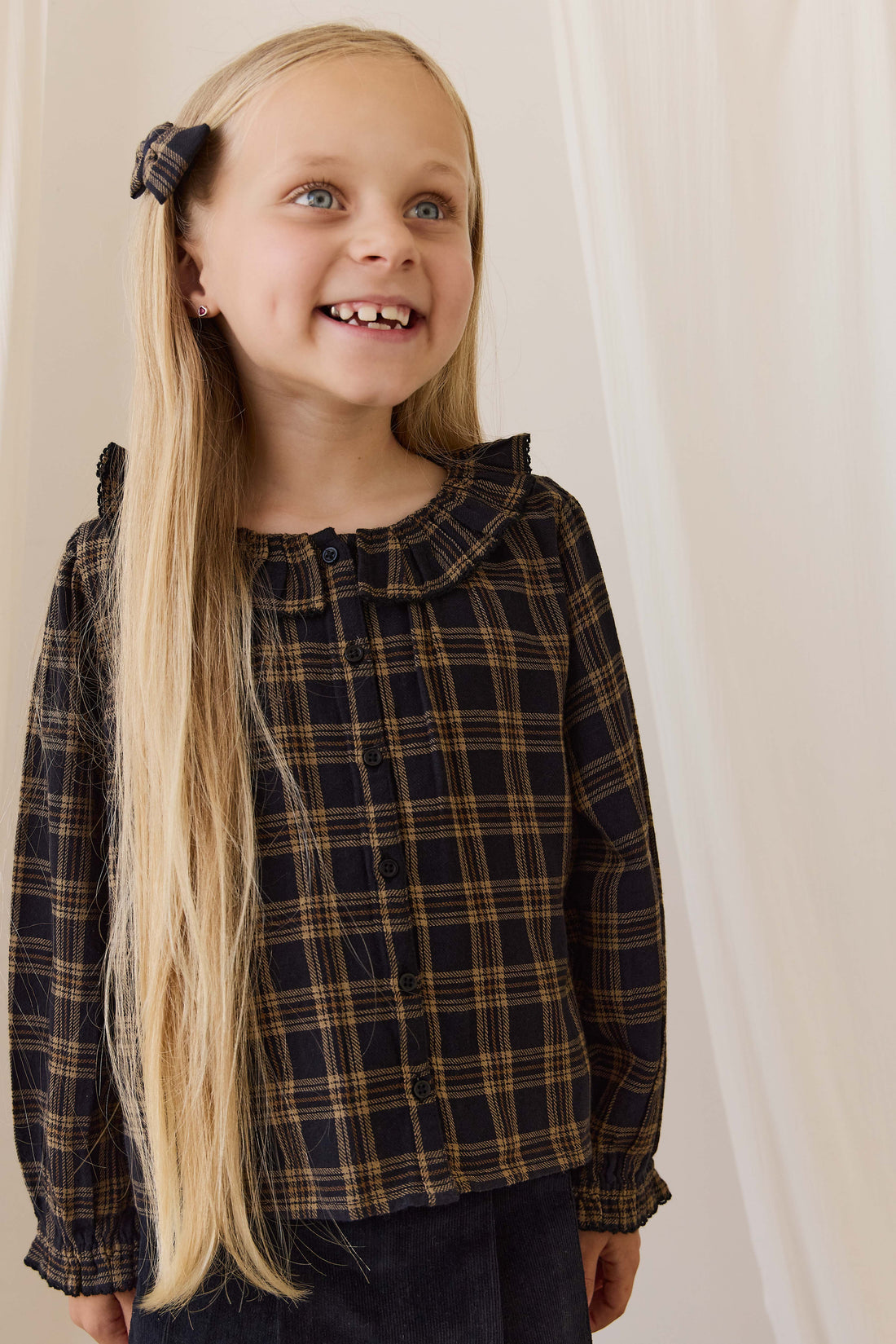Organic Cotton Cecile Top - Woodland Check Childrens Top from Jamie Kay Australia