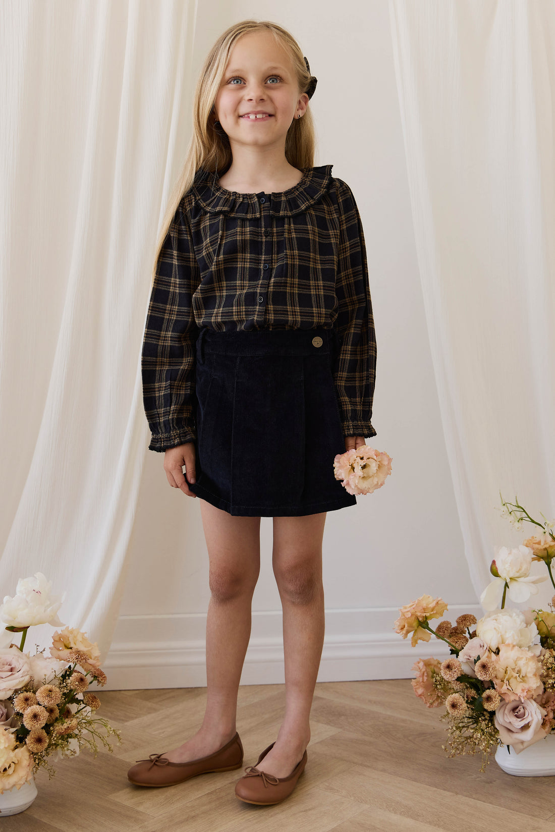 Organic Cotton Cecile Top - Woodland Check Childrens Top from Jamie Kay Australia