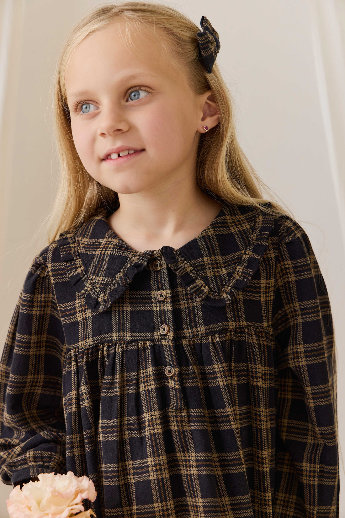 Organic Cotton Ira Dress - Woodland Check Childrens Dress from Jamie Kay Australia