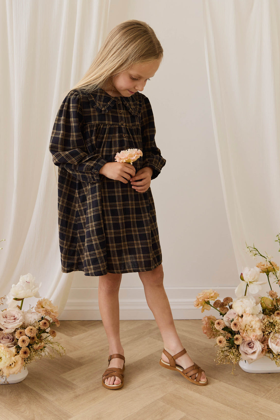 Organic Cotton Ira Dress - Woodland Check Childrens Dress from Jamie Kay Australia