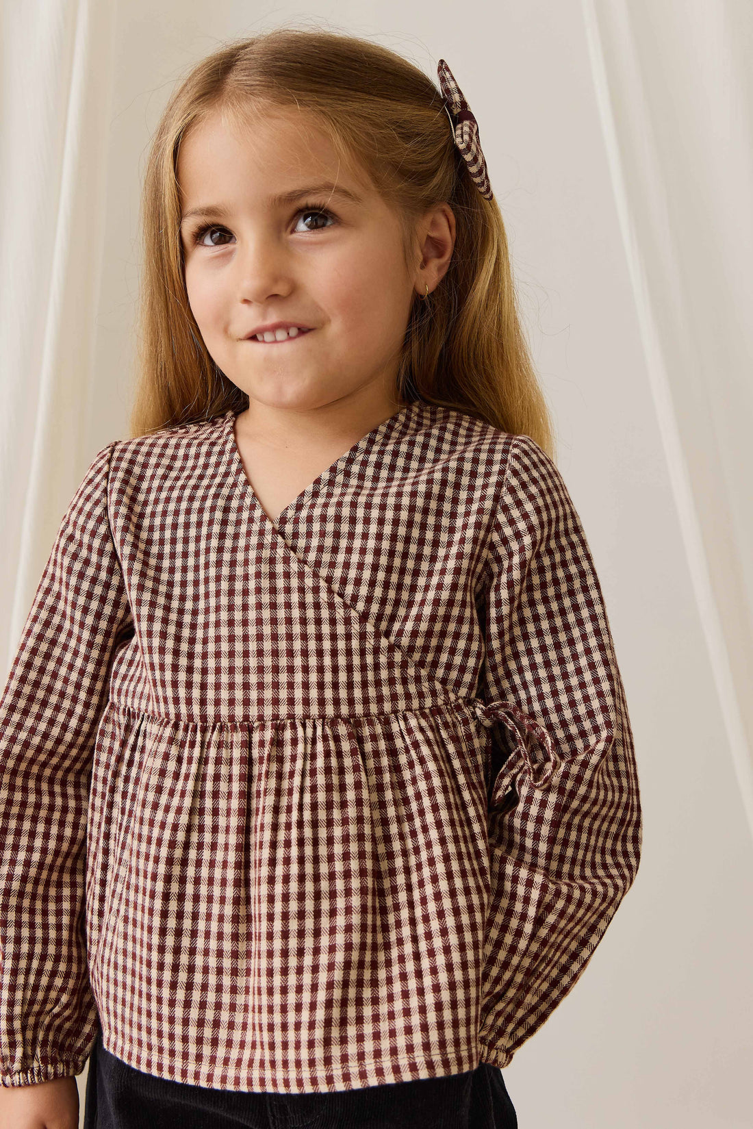 Organic Cotton Imani Blouse - Cinnamon Gingham Childrens Top from Jamie Kay Australia
