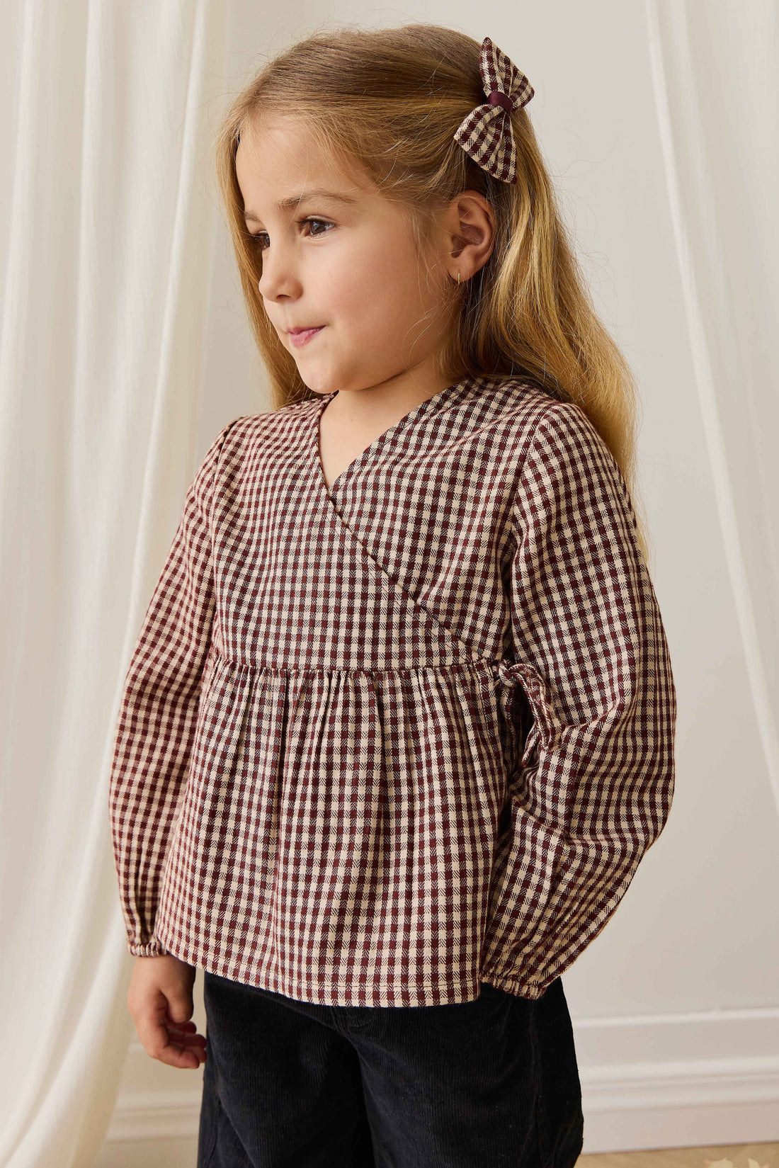 Organic Cotton Imani Blouse - Cinnamon Gingham Childrens Top from Jamie Kay Australia