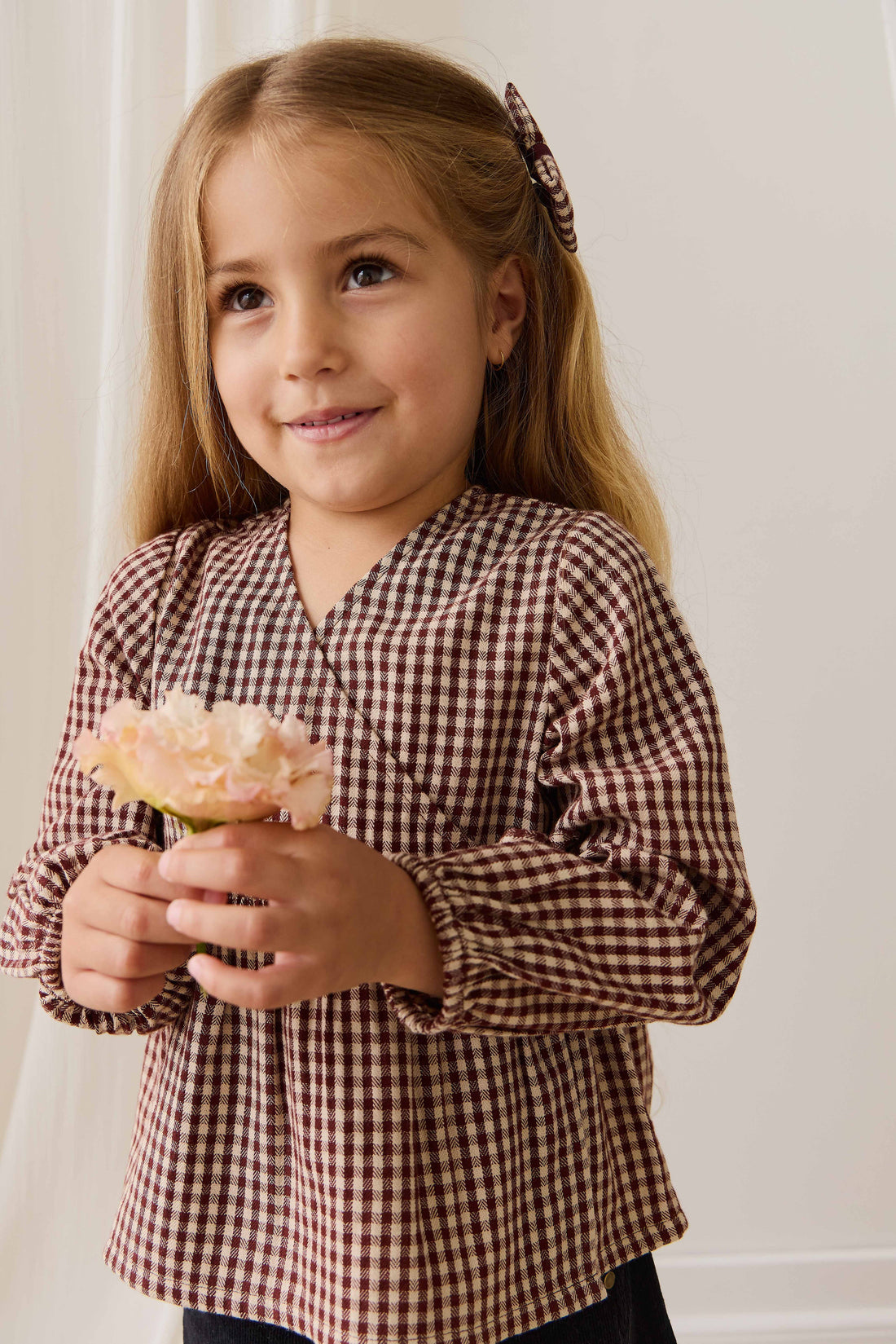Organic Cotton Imani Blouse - Cinnamon Gingham Childrens Top from Jamie Kay Australia