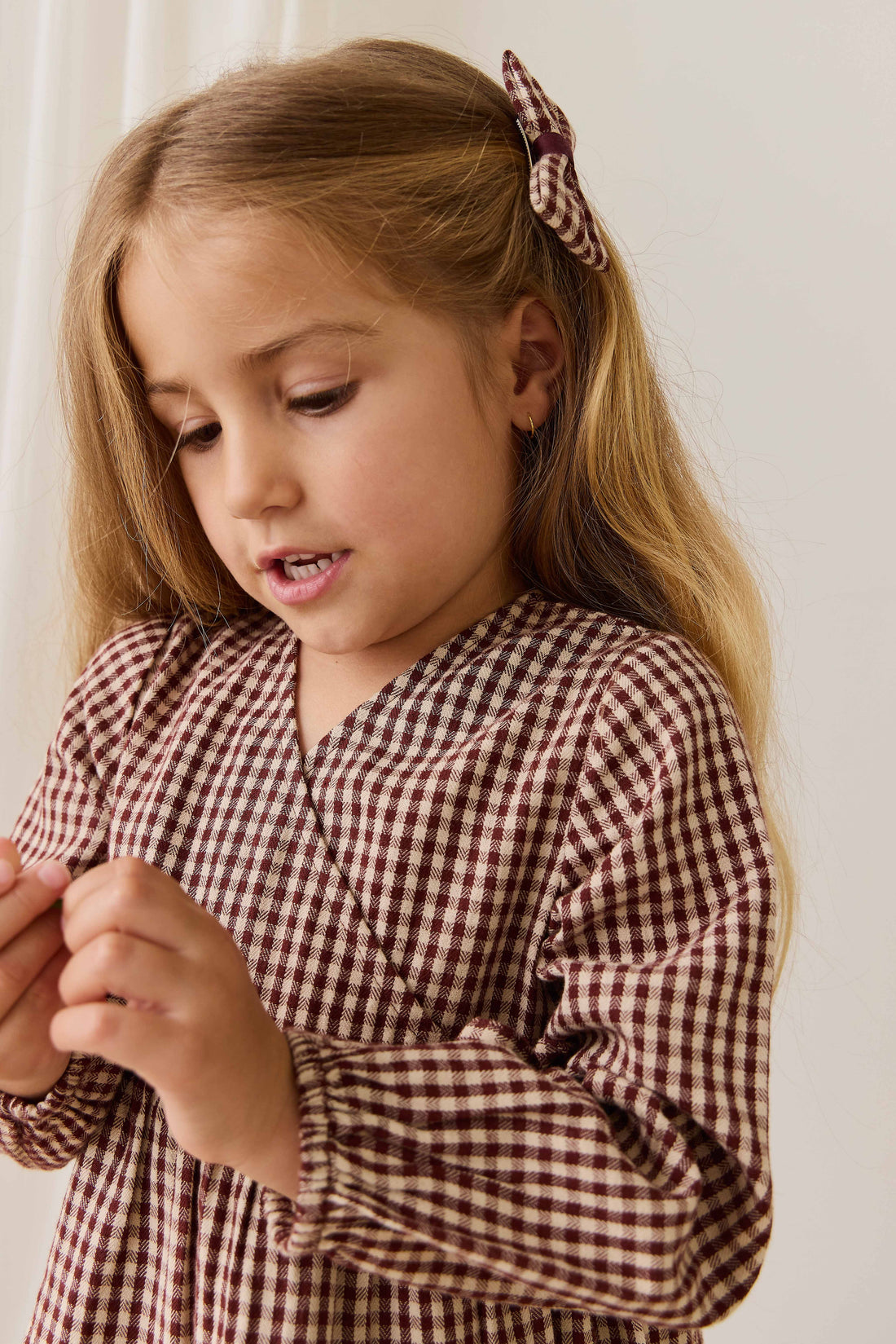 Organic Cotton Imani Blouse - Cinnamon Gingham Childrens Top from Jamie Kay Australia