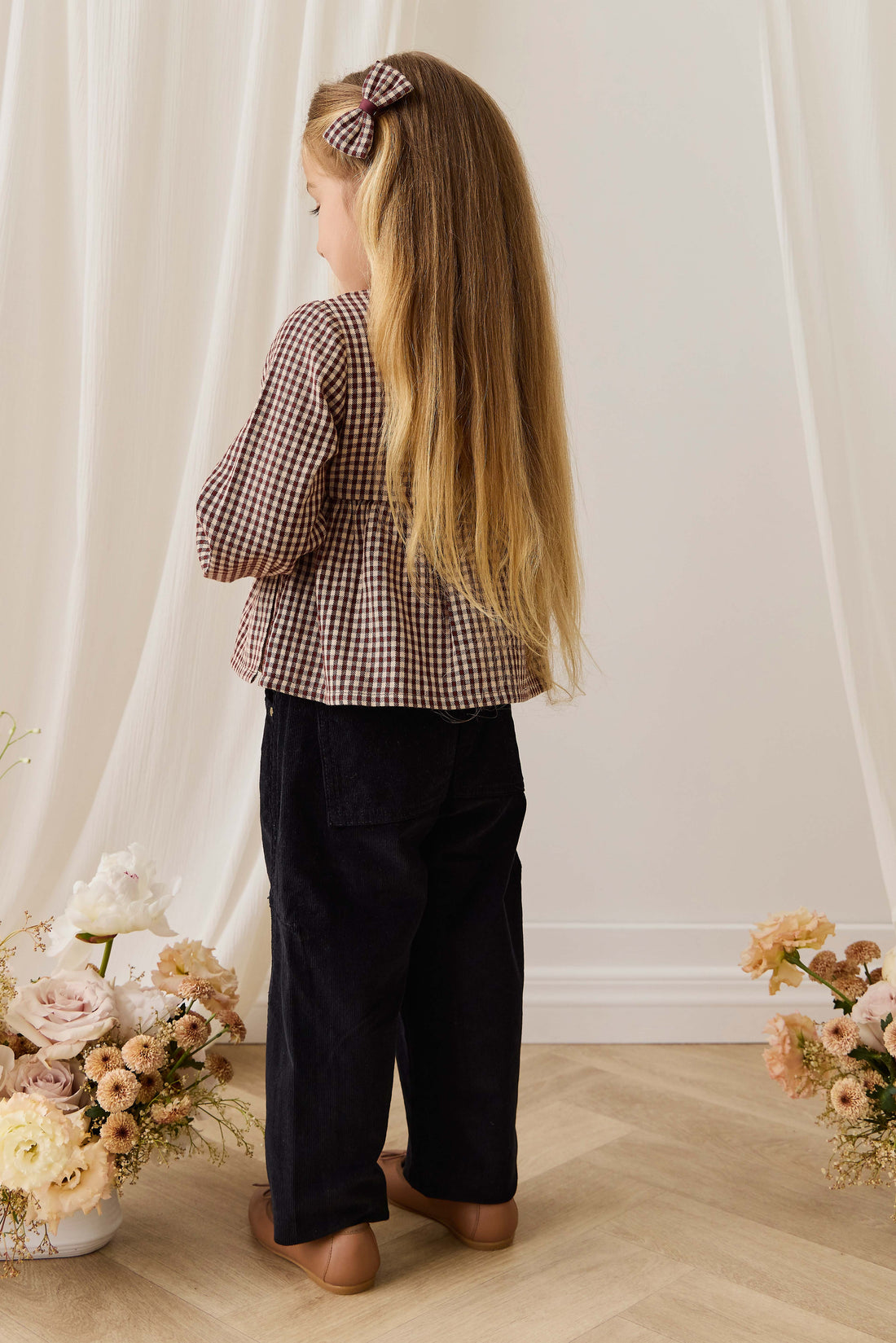 Organic Cotton Imani Blouse - Cinnamon Gingham Childrens Top from Jamie Kay Australia