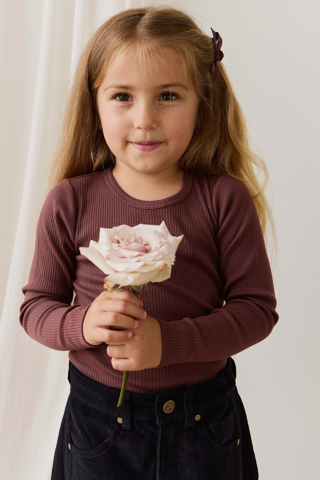 Organic Cotton Modal Marina Long Sleeve Top - Burnt Cinnamon Childrens Top from Jamie Kay Australia