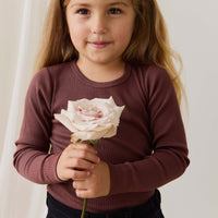 Organic Cotton Modal Marina Long Sleeve Top - Burnt Cinnamon Childrens Top from Jamie Kay Australia