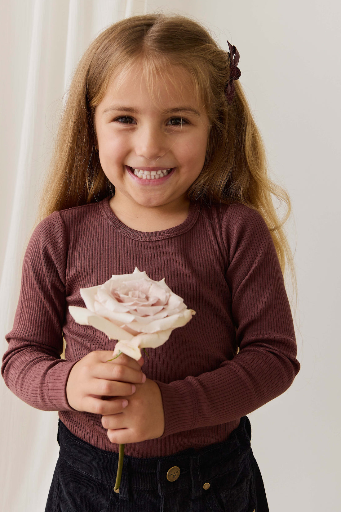 Organic Cotton Modal Marina Long Sleeve Top - Burnt Cinnamon Childrens Top from Jamie Kay Australia