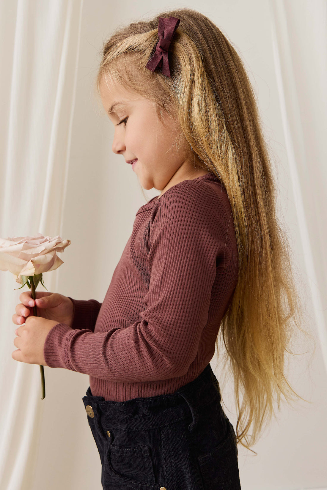 Organic Cotton Modal Marina Long Sleeve Top - Burnt Cinnamon Childrens Top from Jamie Kay Australia