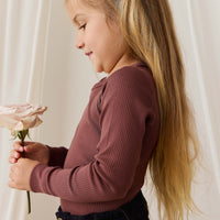 Organic Cotton Modal Marina Long Sleeve Top - Burnt Cinnamon Childrens Top from Jamie Kay Australia